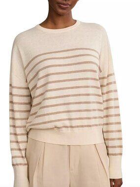 Jenni Kayne Avery Sweater Large NWT Merino Wool Cotton Stripe Knit Quiet Luxury